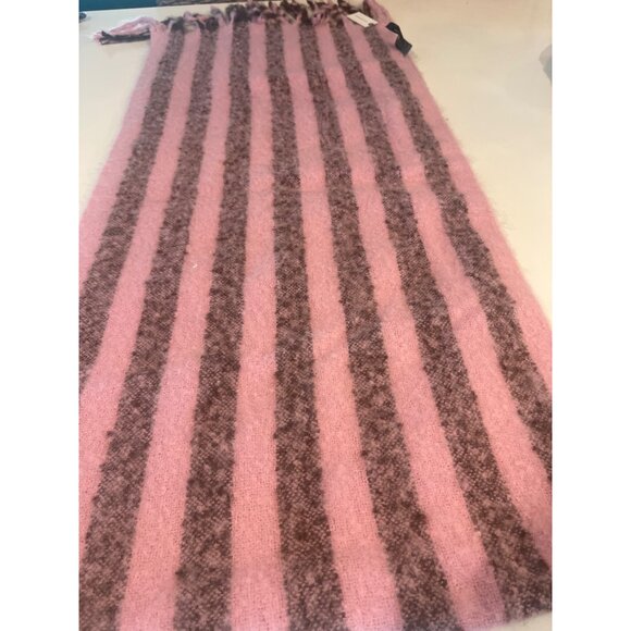 Anthropologie Pink & Brown Striped Fringe Scarf - Picture 5 of 8